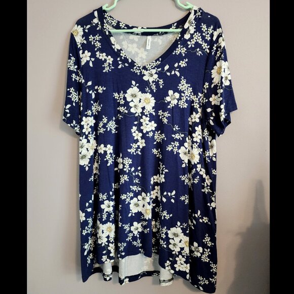Popyoung Navy Floral Tunic Top XL - Picture 1 of 8